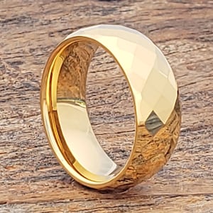 Anel de tungstênio, aliança de casamento masculina, anel de tungstênio dourado, anel de ouro cúpula, anel de tungstênio, aliança de casamento masculina, faixa de tungstênio, anel de carboneto de tungstênio