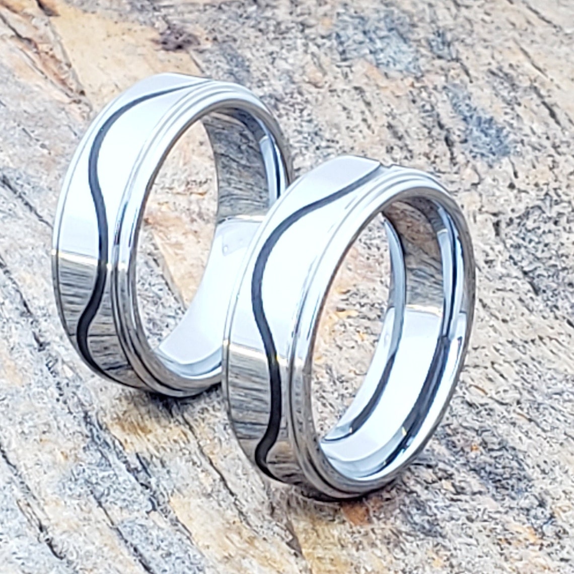 Tungsten Eternity Ring Engraved Infinity Ring Mens Promise Etsy