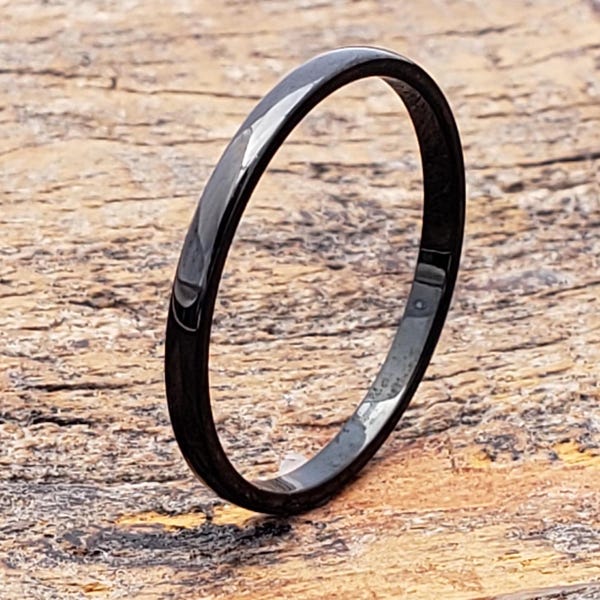 2 mm Dünner Wolfram Ring, Personalisierter Ehering