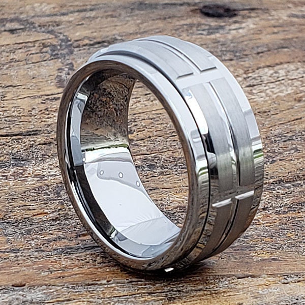 Spinner Ring Anxiety Fidget Ring Tungsten Meditation Ring Etsy