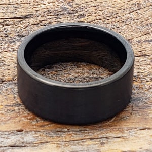 Tungsten ring, black tungsten ring, flat wedding band, matte black ring, matte wedding ring, mens tungsten ring, black tungsten wedding band image 4
