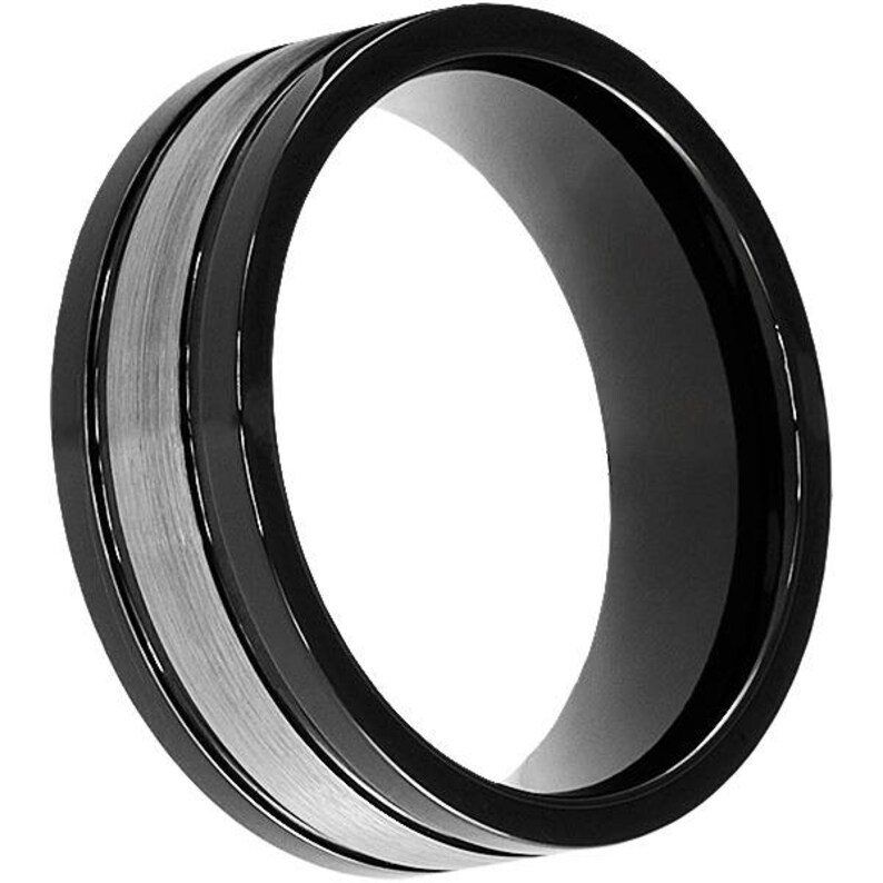 Unique Black Ring Brushed Ring Matte Ring Black Tungsten Ring Men/'s Black Ring Engagement Ring Brushed Black Ring Black Wedding Band