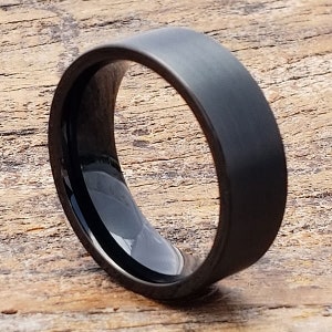 Tungsten ring, black tungsten ring, flat wedding band, matte black ring, matte wedding ring, mens tungsten ring, black tungsten wedding band image 5