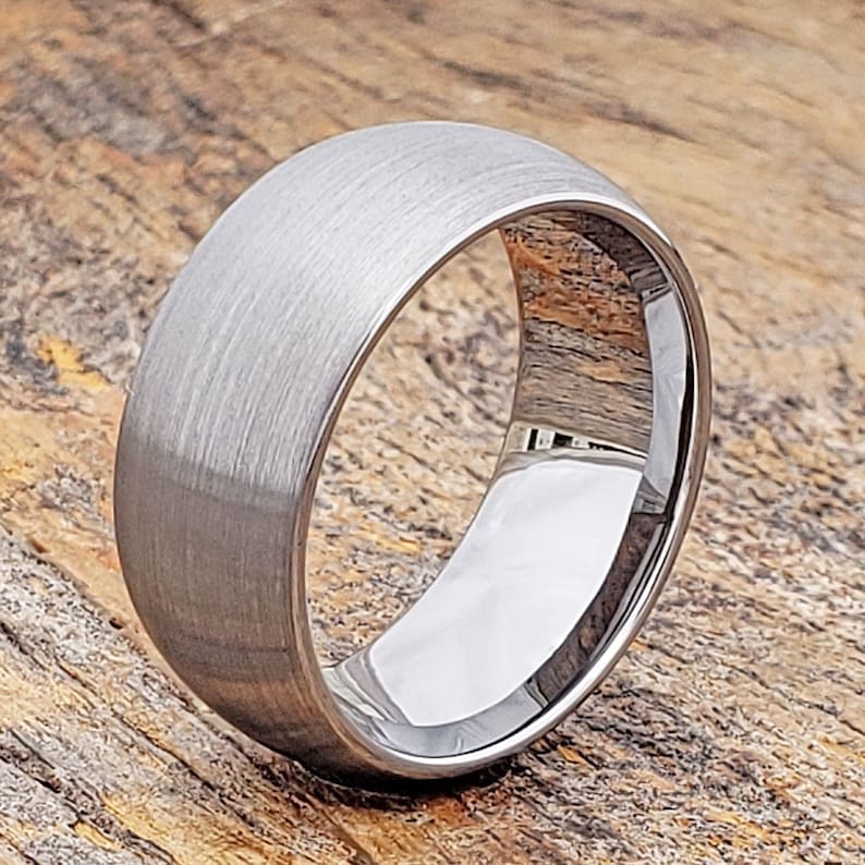 Anniversary Ring Tungsten Wedding Rings for Men Matte Mens Ring Brushed Ring Mens Wedding Band Tungsten Ring Gift Silver Wedding Band