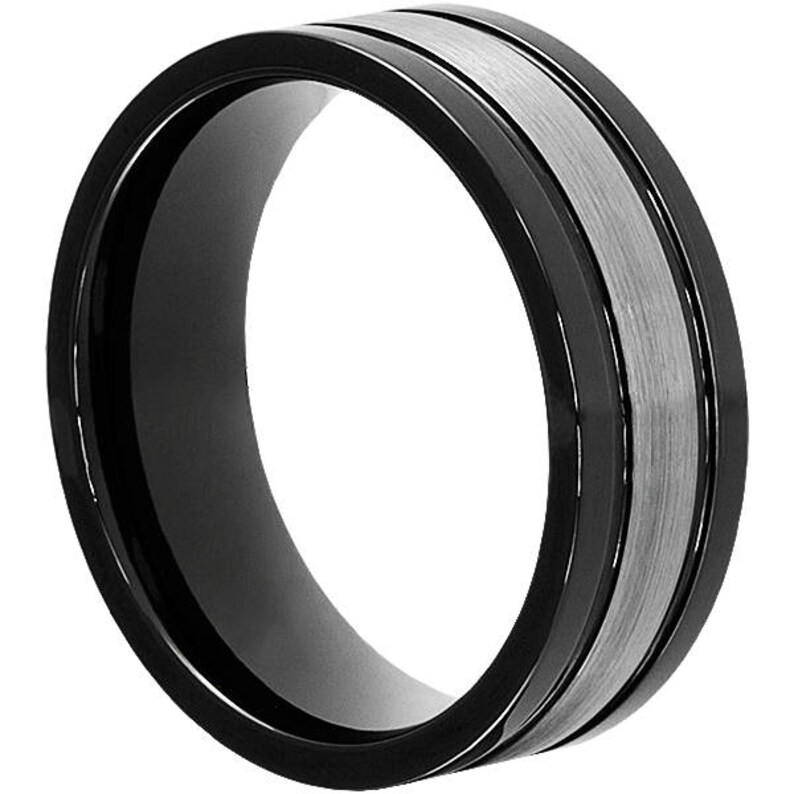 Unique Black Ring Brushed Ring Matte Ring Black Tungsten Ring Men/'s Black Ring Engagement Ring Brushed Black Ring Black Wedding Band