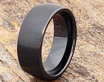 Anello nero opaco, fede nuziale opaca, anello di tungsteno, regalo da uomo, fede nuziale da uomo, fede nuziale nera, fascia di fidanzamento da uomo, anello nero da uomo