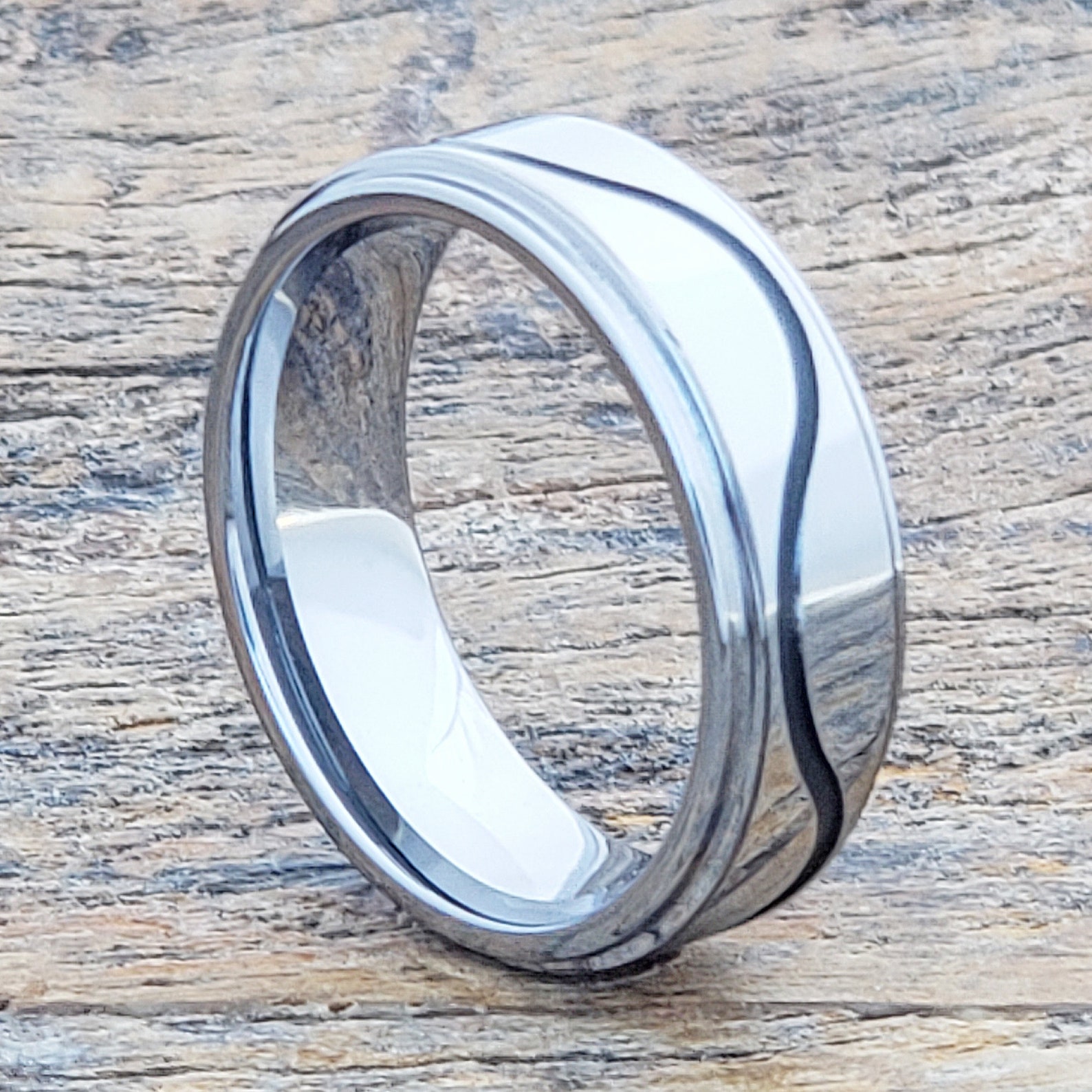Tungsten Eternity Ring Engraved Infinity Ring Mens Promise Etsy