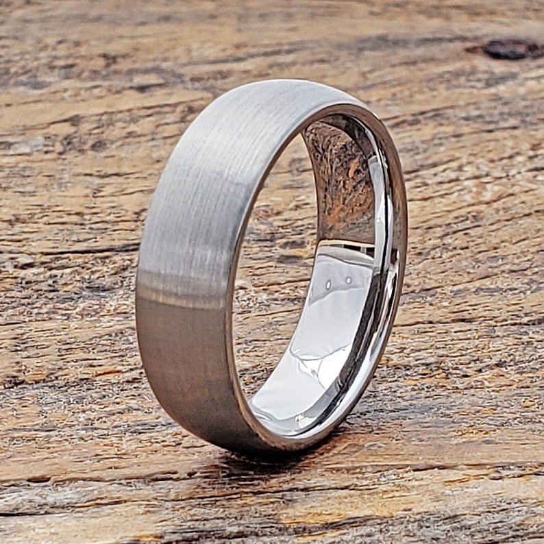 Anniversary Ring Tungsten Wedding Rings for Men Matte Mens Ring Brushed Ring Mens Wedding Band Tungsten Ring Gift Silver Wedding Band