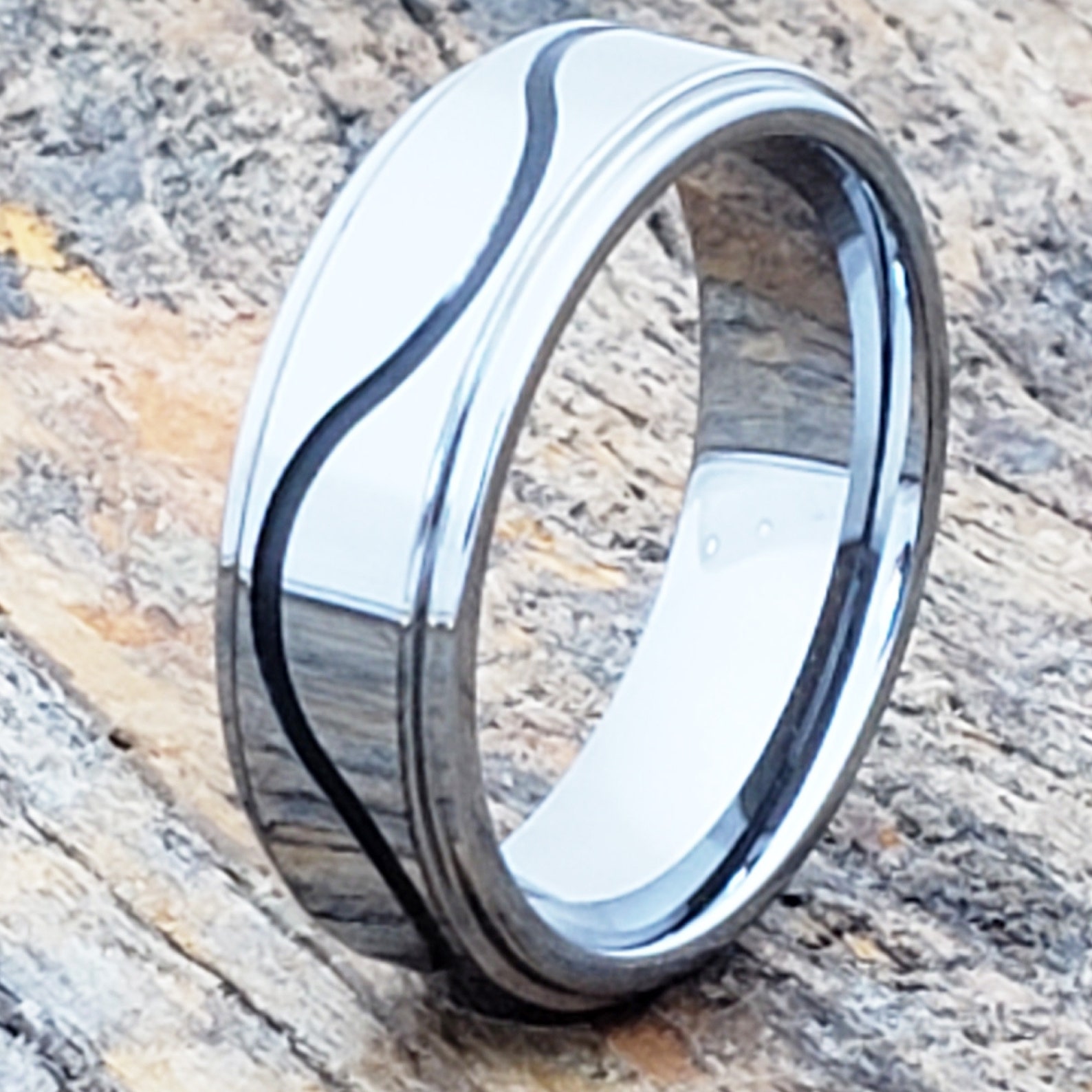 Tungsten Eternity Ring Engraved Infinity Ring Mens Promise Etsy