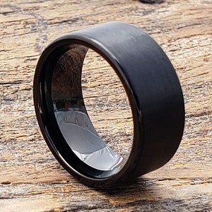 Tungsten ring, black tungsten ring, flat wedding band, matte black ring, matte wedding ring, mens tungsten ring, black tungsten wedding band image 3