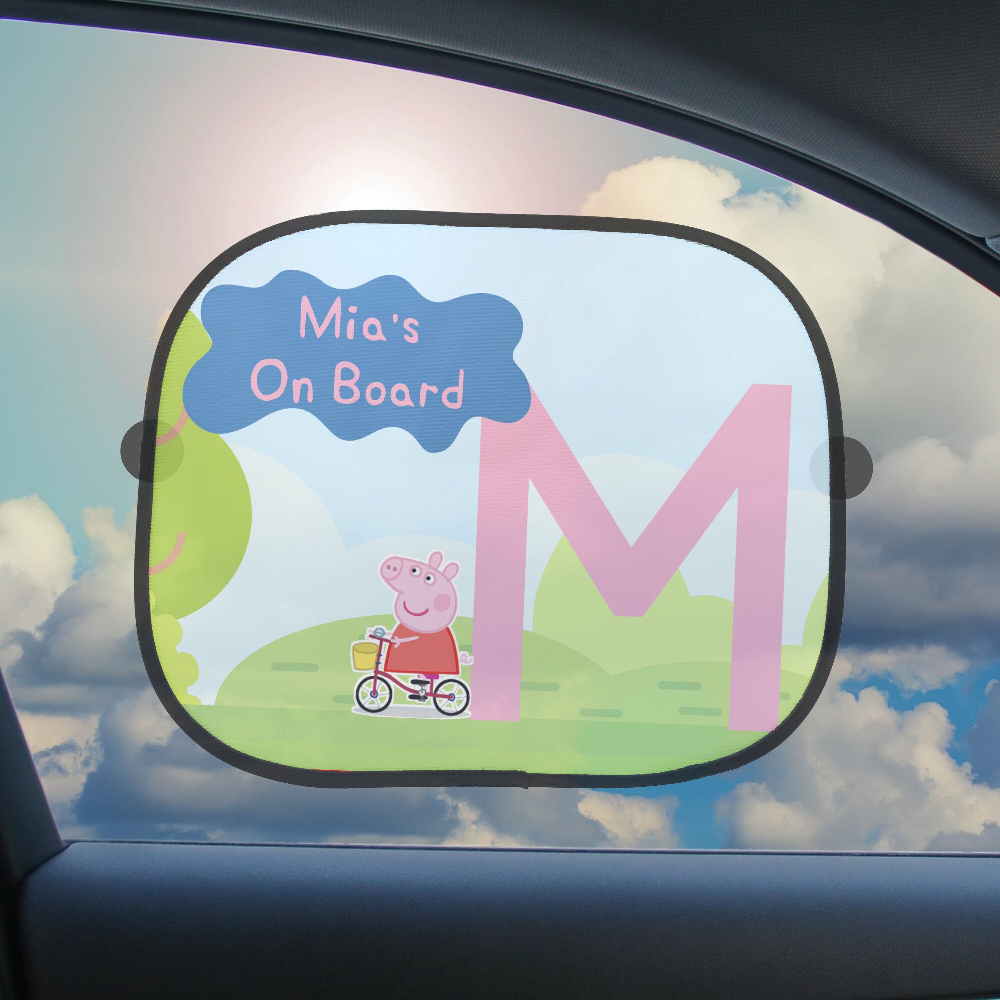 Unique Peppa Pig Theme Inspired Baby Kids Personalised Car Sun Etsy