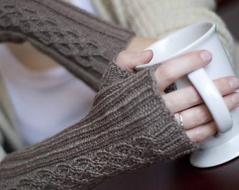 Sidetracked Cable Fingerless Mitten Knitting Pattern