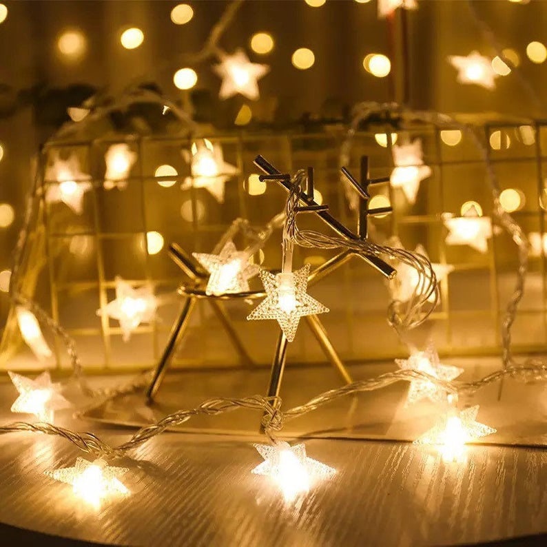 Star Fairy Lights, Lampes Alimentées Par Batterie, 100 Led, Star String Lumières Intérieures, Imperm