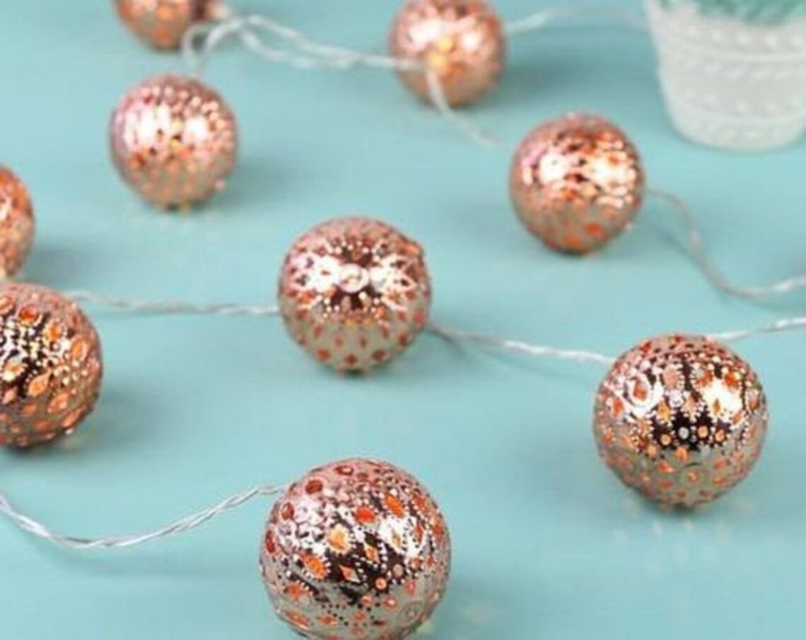 Rose Gold Fairy Lights Rose Gold String Lights Moroccan Etsy