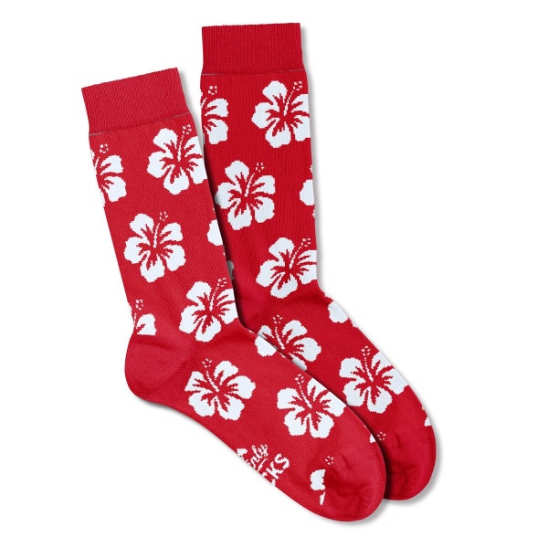 Women’s Socks with a Hibiscus Flower Design Knitted Pattern Cotton Novelty Gift Idea Casual or Work Socks for Women Size 4 to 7
