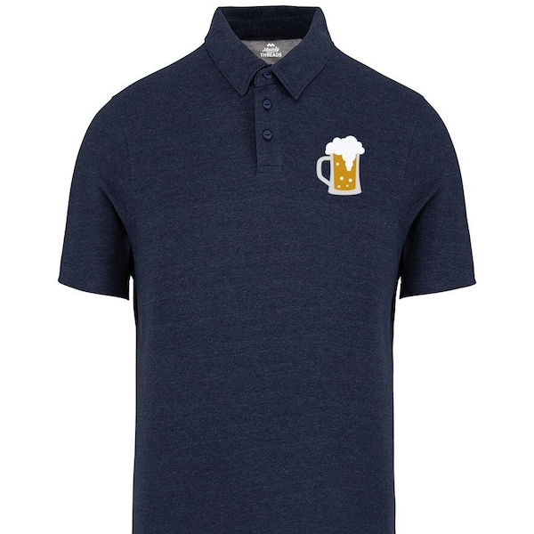 Polo pour homme avec motif buvant de la bière T-shirt T-shirt T-shirt tendance amusant en coton et polyester recyclés