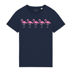 T-shirt da uomo in cotone biologico 100% con stampa di fenicotteri, maglietta, divertente, trendy