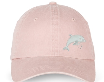 Embroidered Baseball Cap Dolphin Design 100% Organic Cotton Embroidery for Men or Women Christmas Birthday Gift Funny Gift Eco-friendly