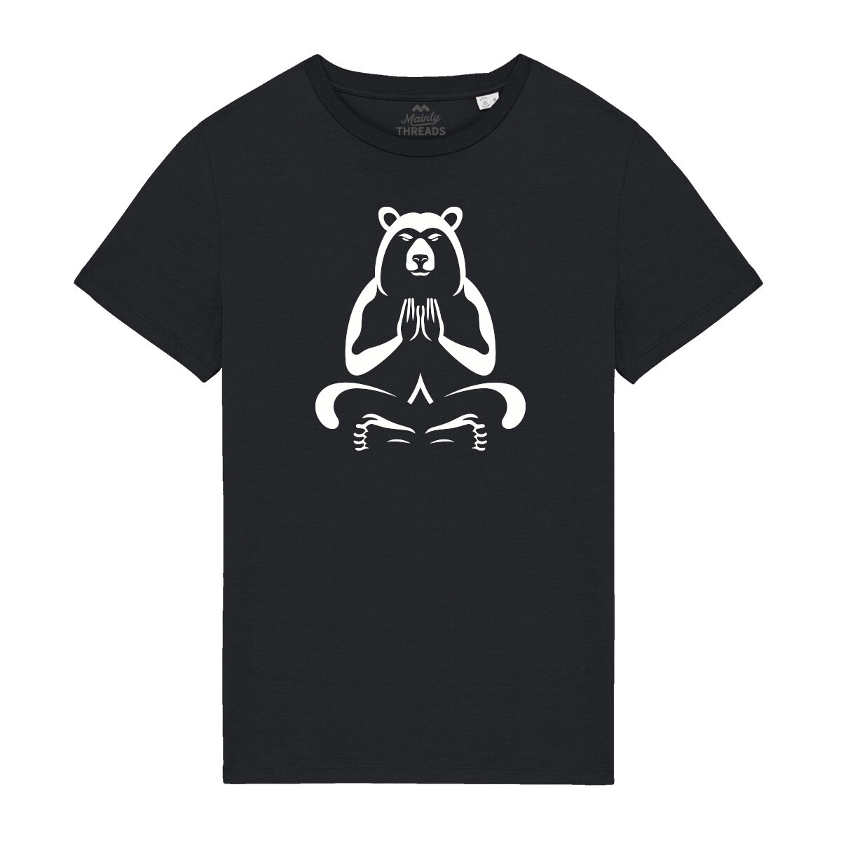 Men’s T-Shirt 100% Organic Cotton with Yoga Bear Pose Print Design Tshirt Tee Shirt Trendy Funny