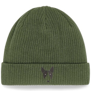 Embroidered English Bull Terrier Beanie: Organic Cotton Dog Hat