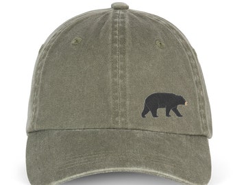 Embroidered Baseball Cap Grizzly Bear Design 100% Organic Cotton Embroidery for Men Women Christmas or Birthday Gift Funny Gift Eco-friendly