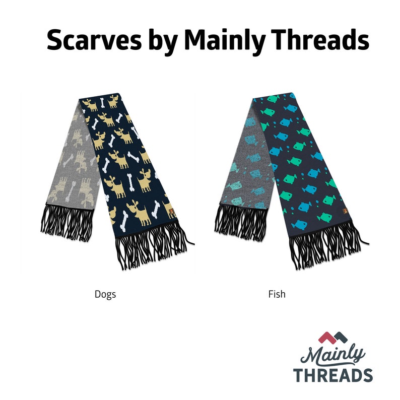 Scarf With Dog Design for Men or Women Funny Dog Scarves Gift Idea for