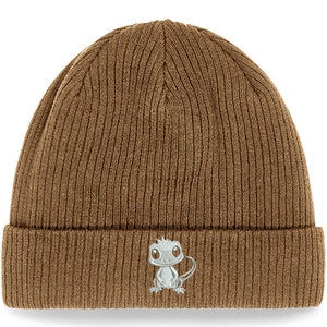 Embroidered Beanie Hat Gecko 100% Organic Cotton for Men or Women Fun Embroidery Gift Idea for Christmas & Birthday