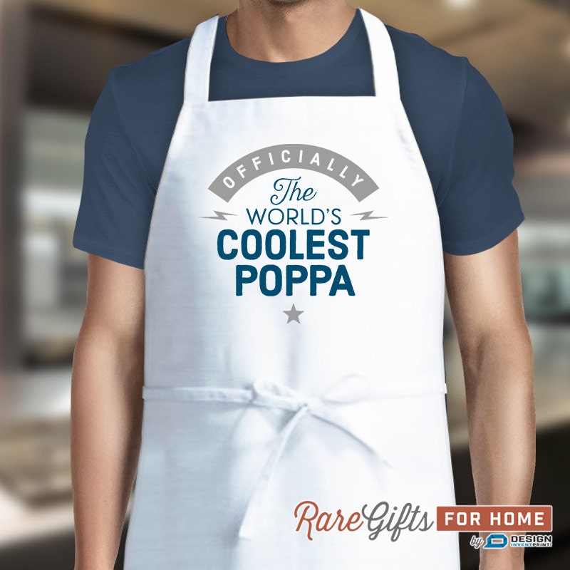 Image of Poppa Gift, Birthday Gift For Poppa Funny Apron, Coolest Poppa, Cooking Awesome Personalized, Present