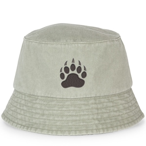 Bucket Hat Bear Paw Design 100% Organic Cotton Printed Hat for Men Women Christmas or Birthday Funny Gift Eco-friendly
