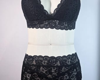 Conjunto de bralette y braguita de encaje a medida para mujeres trans – Forro de bambú personalizado