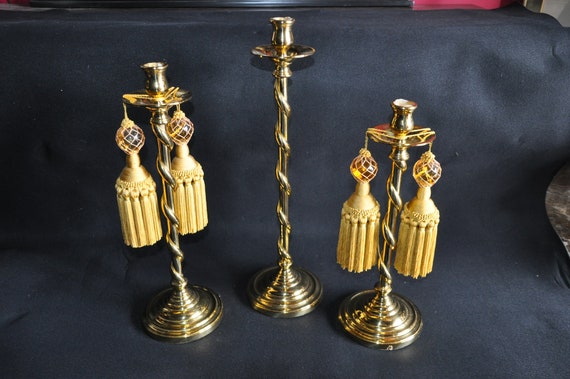 Three Decorative Crafts Inc Brass Candlesticks Etsy