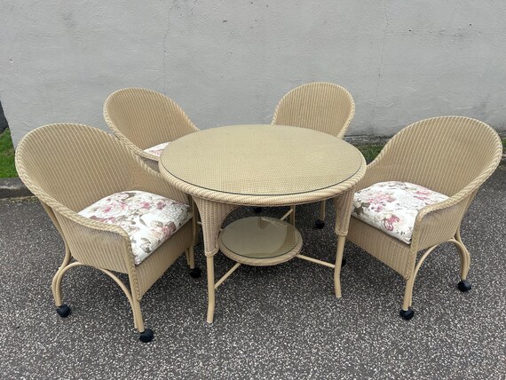 Lloyd Loom Lloyd flanders All Weather Wicker Table Four Chairs shipping Not Included Etsy