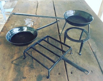 Hand Forged Camp Set with Frypan, Spider, Trivet and Gridiron