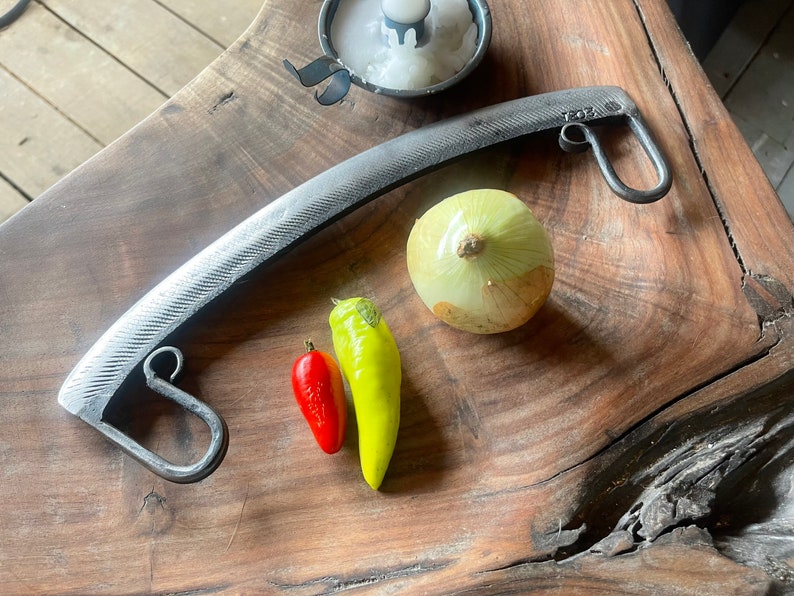 Pizza cutter hand forged metal image 5