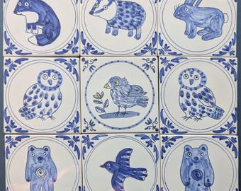 Little Delftware animal tiles