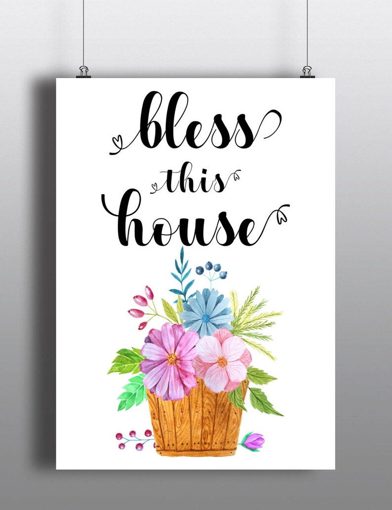 Bless this House Poster Printable Digital Art Basket of | Etsy