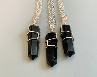 Obsidian Pendant Necklace, Tumbled Obsidian Pendant