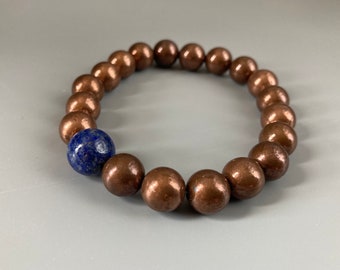 Lapis Lazuli With Copper Beaded Bracelet