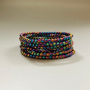 Titanium Rainbow Hematite Small Bead Bracelet