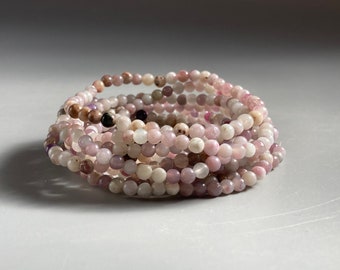 Pulsera de cuentas pequeñas de jaspe kiwi morado