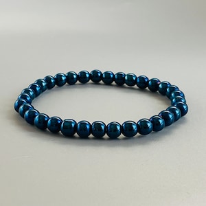Blue Hematite Medium Bead Bracelet