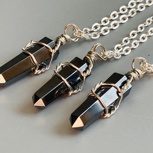 Hematite Point Wire Wrapped Pendant Necklace