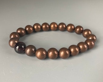 Garnet With Copper Colored Beads Bracelet