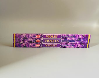 Varitas de incienso Hem Violet, caja de 8 varillas