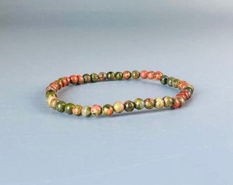Unakite Small Bead Bracelet
