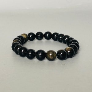 Gold Sheen Obsidian Large Bead Bracelet