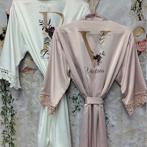 Christmas Gift for Women Who Has Everything, Birthday Gift, Personalized Gift For Her, Silk Lace Robe, Custom Gift for Her, Customized Robe