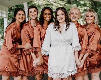 Silky Lace Robe, Bridesmaid Robes, Bridesmaid Gifts, Bachelorette Party Gifts, Maid of Honor Gifts, Bridesmaid Proposal, Bridal Party Robes