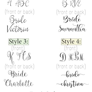 Puede incluir: Un gr&aacute;fico que muestra cuatro estilos de fuente diferentes para una invitaci&oacute;n de boda. Los estilos de fuente est&aacute;n etiquetados como "Estilo 1", "Estilo 2", "Estilo 3" y "Estilo 4". Cada estilo incluye una muestra de la fuente con la palabra "Bride" y un nombre. El gr&aacute;fico tambi&eacute;n incluye una lista de colores de fuente: Blanco, Negro, Dorado, Oro rosa, Plata, Verde, &Oacute;xido, Azul y Borgo&ntilde;a.