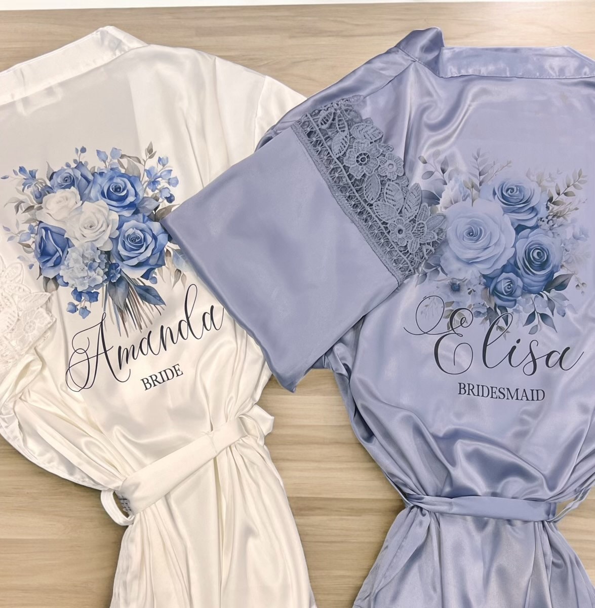 bridesmaid dresses for beach wedding Ethereal Dusty Blue Floral Lace Wedding Dress with Wide Straps & Chapel  Train – FW233 – Viniodress